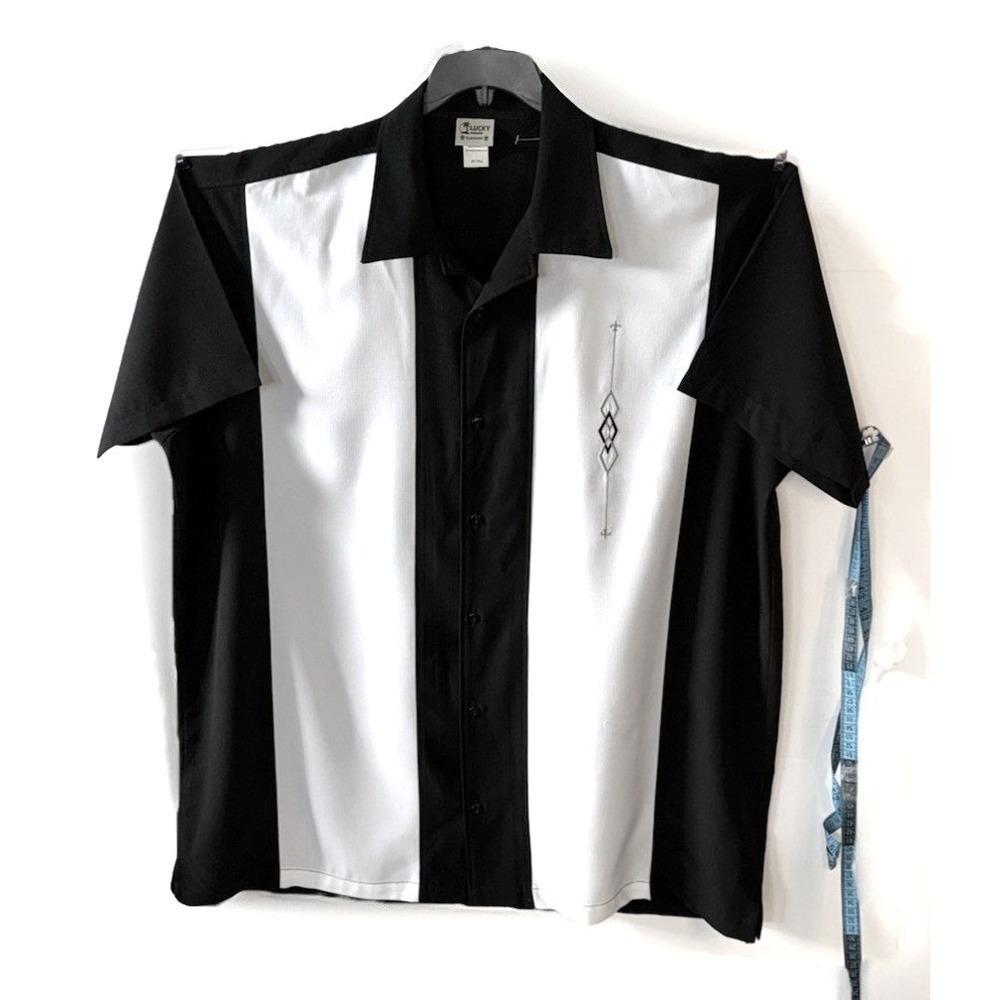 Lucky Paradise Bowling Shirt Mens 2XT Black White Retro Rockabilly Made in USA
